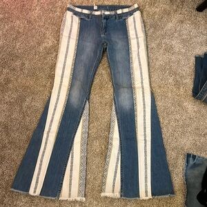 Free people stripe bell bottom flare jeans 30